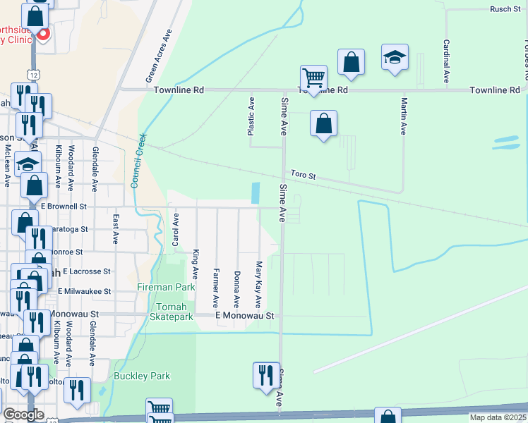 map of restaurants, bars, coffee shops, grocery stores, and more near 602 Brownell Street in Tomah