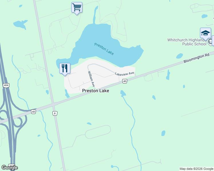 map of restaurants, bars, coffee shops, grocery stores, and more near 2512 Bloomington Road in Gormley