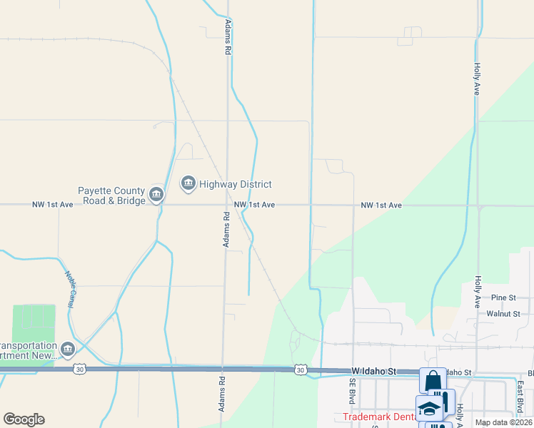map of restaurants, bars, coffee shops, grocery stores, and more near 4041 Northwest 1st Avenue in New Plymouth