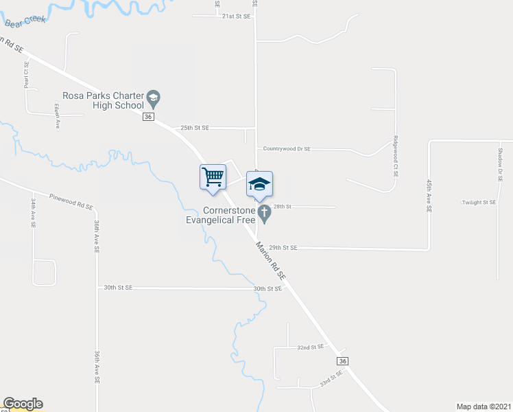 map of restaurants, bars, coffee shops, grocery stores, and more near 2726 40th Avenue Southeast in Rochester