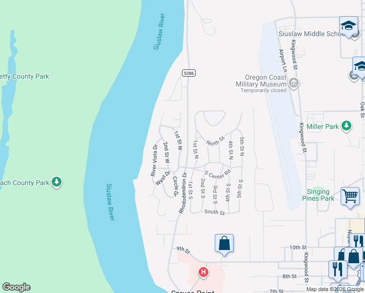 map of restaurants, bars, coffee shops, grocery stores, and more near 1701 County Highway 5286 in Florence