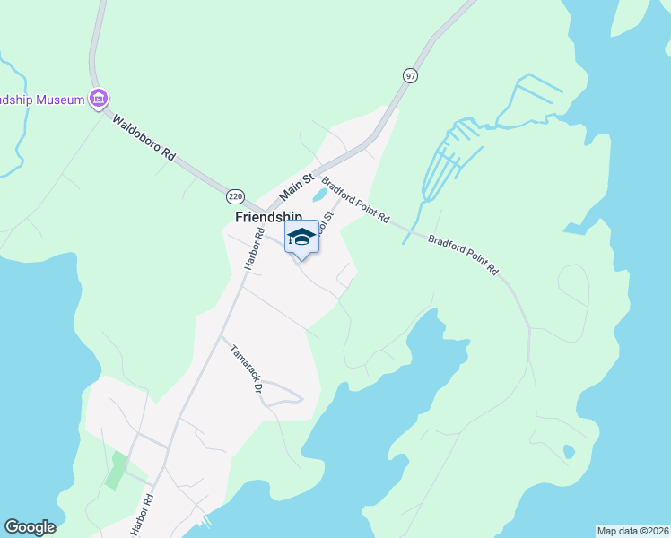 map of restaurants, bars, coffee shops, grocery stores, and more near 38 Shipyard Road in Friendship