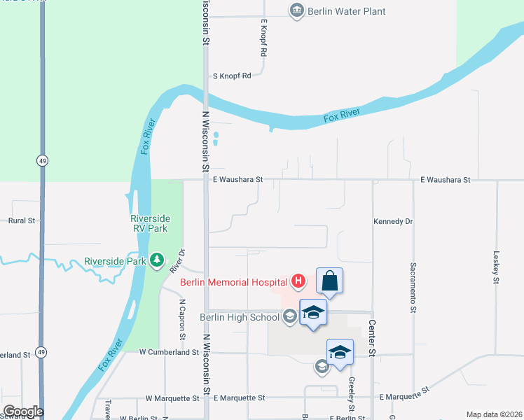 map of restaurants, bars, coffee shops, grocery stores, and more near 577 Oak Street in Berlin
