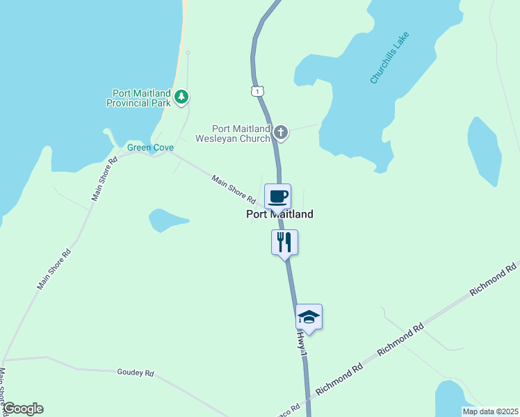 map of restaurants, bars, coffee shops, grocery stores, and more near 21 Charles Street in Yarmouth