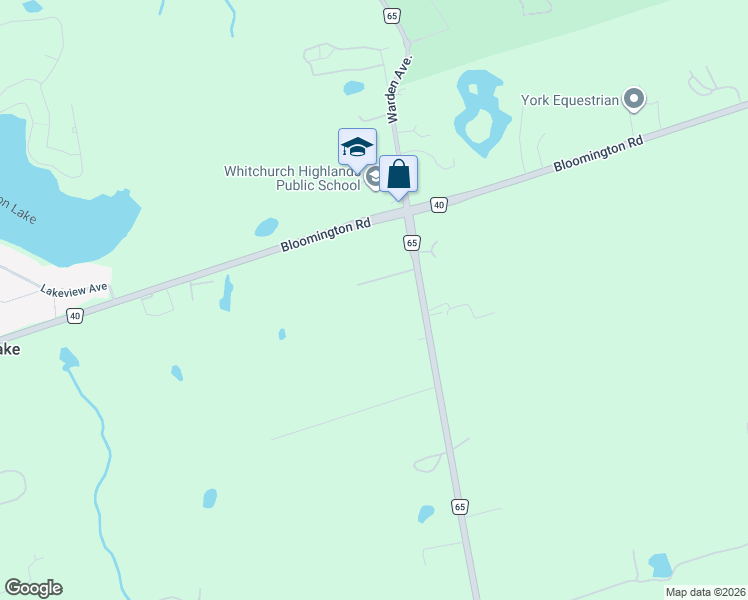 map of restaurants, bars, coffee shops, grocery stores, and more near 13682 Warden Avenue in Whitchurch-Stouffville