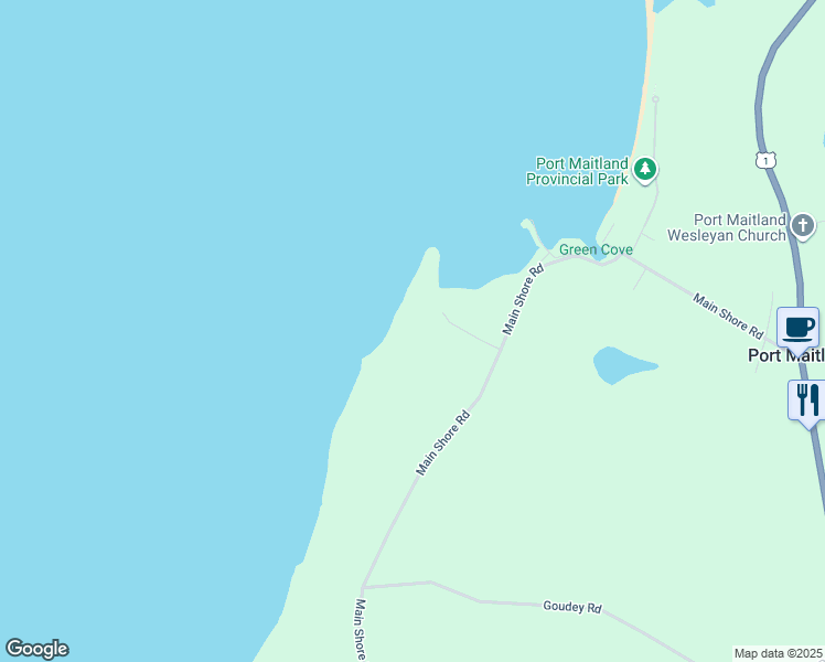 map of restaurants, bars, coffee shops, grocery stores, and more near Main Shore Road in Yarmouth