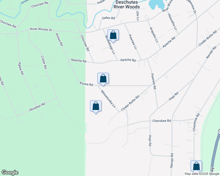 map of restaurants, bars, coffee shops, grocery stores, and more near 60100 Minnetonka Circle in Bend