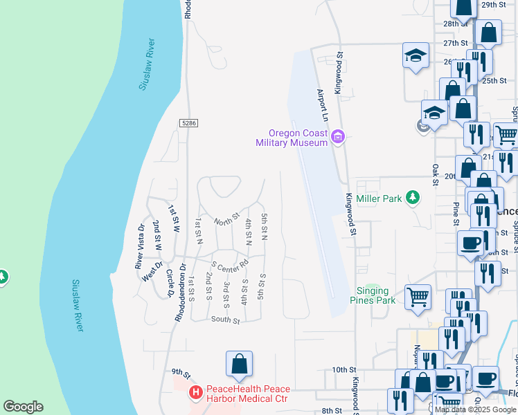 map of restaurants, bars, coffee shops, grocery stores, and more near 63 Park Village Drive in Florence