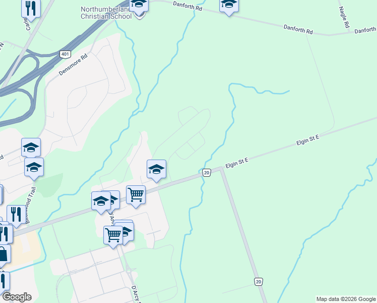 map of restaurants, bars, coffee shops, grocery stores, and more near 525 Worden Street in Cobourg