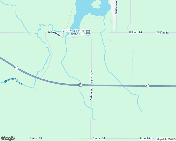 map of restaurants, bars, coffee shops, grocery stores, and more near 27 North Grout Road in Gladwin