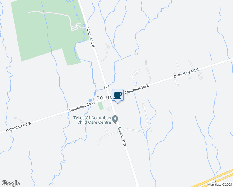 map of restaurants, bars, coffee shops, grocery stores, and more near 28 Columbus Road East in Oshawa
