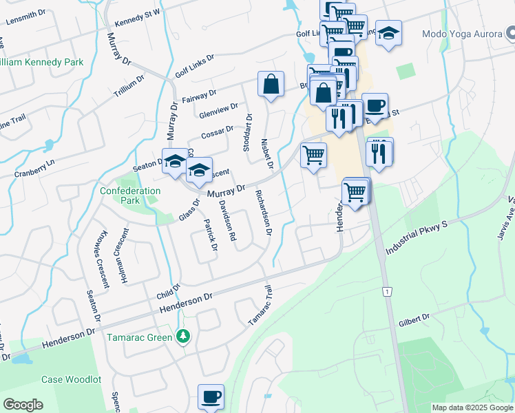 map of restaurants, bars, coffee shops, grocery stores, and more near in Aurora