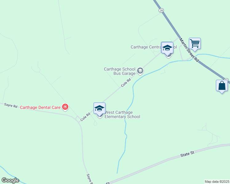 map of restaurants, bars, coffee shops, grocery stores, and more near 21986 Cole Road in Carthage