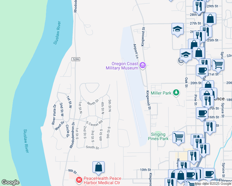 map of restaurants, bars, coffee shops, grocery stores, and more near 63 Park Village Drive in Florence