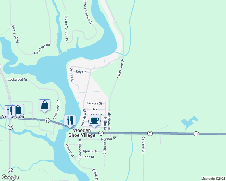 map of restaurants, bars, coffee shops, grocery stores, and more near 549 Lakeshore Drive in Gladwin