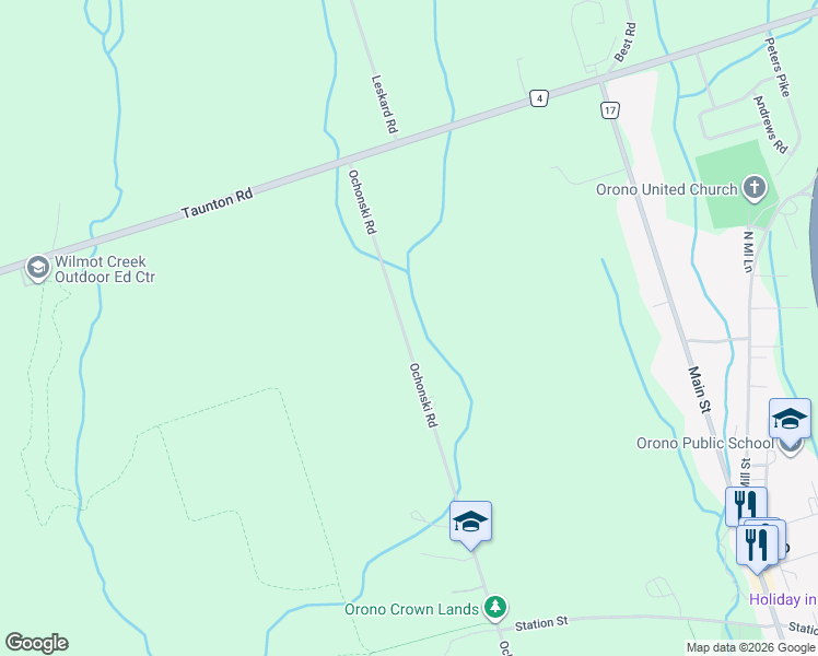 map of restaurants, bars, coffee shops, grocery stores, and more near 5781 Ochonski Road in Clarington