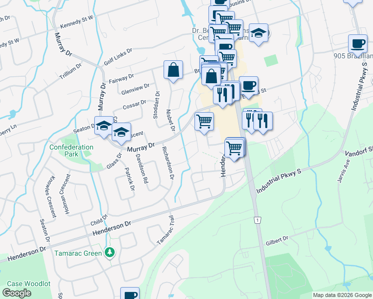 map of restaurants, bars, coffee shops, grocery stores, and more near 11 Jones Court in Aurora