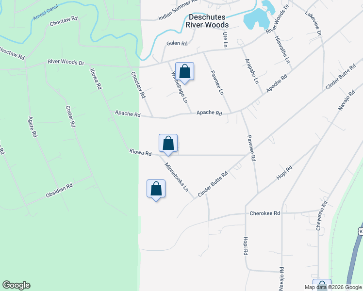 map of restaurants, bars, coffee shops, grocery stores, and more near 60100 Minnetonka Circle in Bend