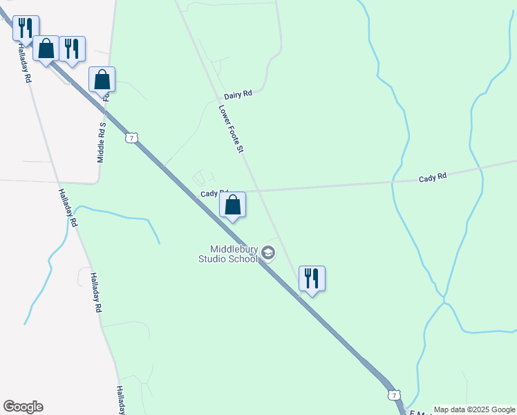 map of restaurants, bars, coffee shops, grocery stores, and more near 1 Maecliff Court in Addison County