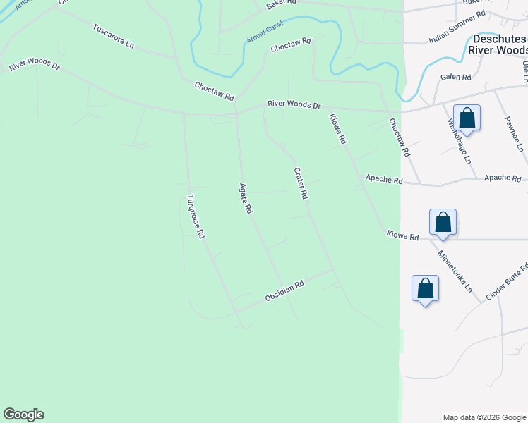 map of restaurants, bars, coffee shops, grocery stores, and more near 60148 Agate Road in Bend