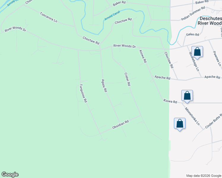 map of restaurants, bars, coffee shops, grocery stores, and more near 60148 Agate Road in Bend