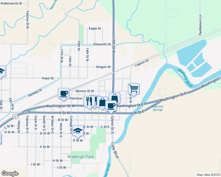 map of restaurants, bars, coffee shops, grocery stores, and more near 280 Morton St W in Vale