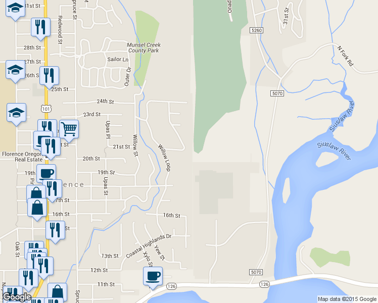 map of restaurants, bars, coffee shops, grocery stores, and more near 2100 Regal Drive in Florence