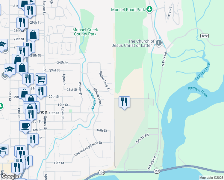 map of restaurants, bars, coffee shops, grocery stores, and more near 2100 Regal Drive in Florence