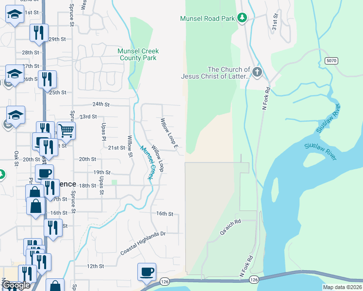 map of restaurants, bars, coffee shops, grocery stores, and more near 2100 Regal Drive in Florence