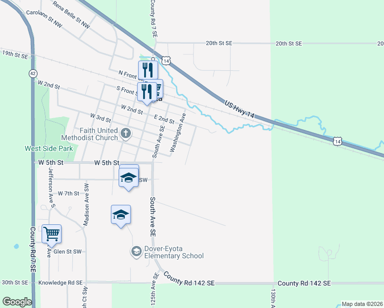 map of restaurants, bars, coffee shops, grocery stores, and more near 326 Pine Avenue in Eyota