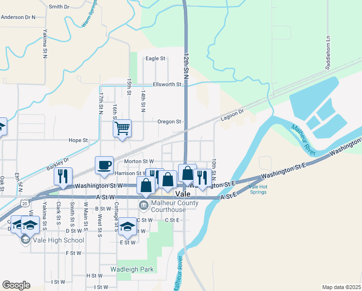 map of restaurants, bars, coffee shops, grocery stores, and more near 280 Morton St W in Vale