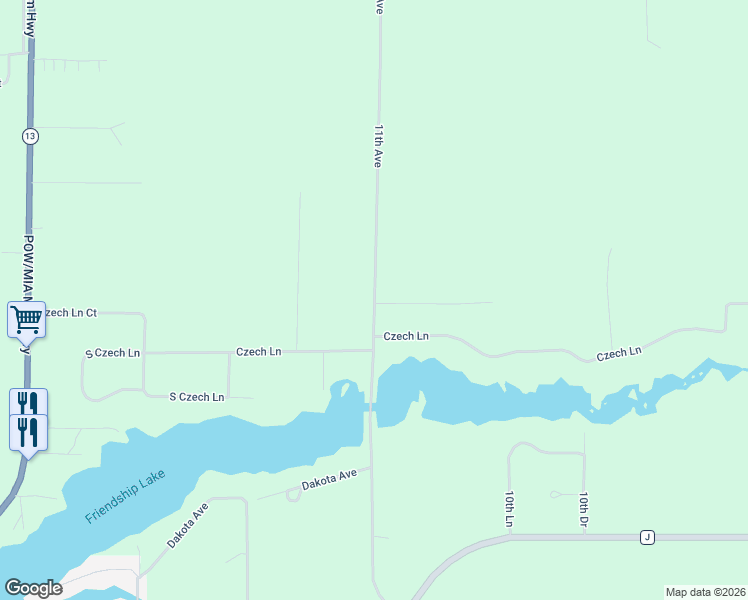 map of restaurants, bars, coffee shops, grocery stores, and more near 1873 11th Avenue in Friendship