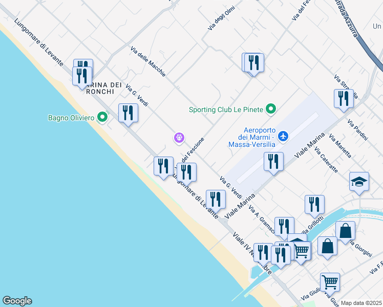 map of restaurants, bars, coffee shops, grocery stores, and more near 7 Via del Fescione in Massa