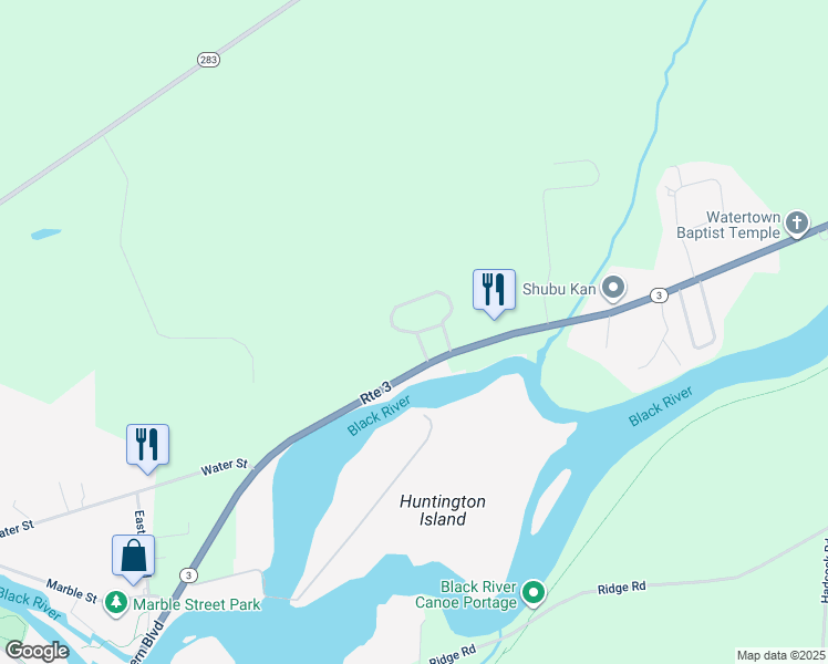 map of restaurants, bars, coffee shops, grocery stores, and more near 21605 Heather Acres Drive in Watertown