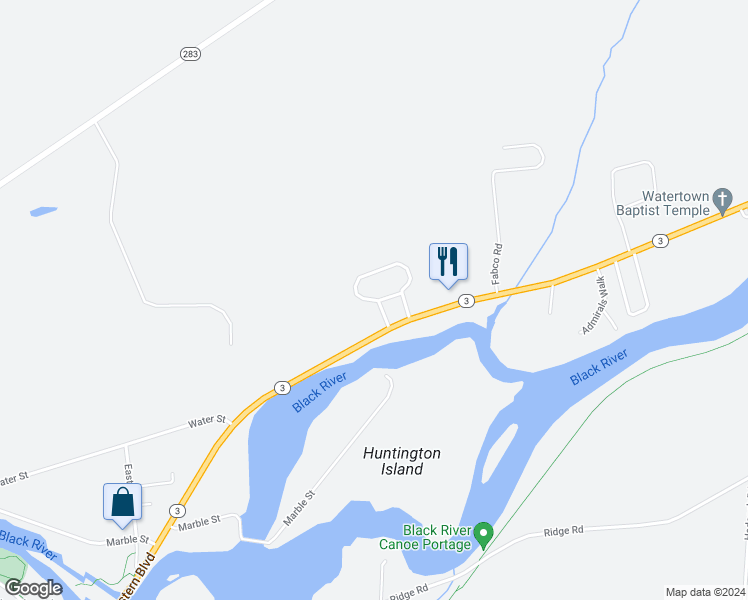 map of restaurants, bars, coffee shops, grocery stores, and more near 21503 Heather Acres Drive in Watertown