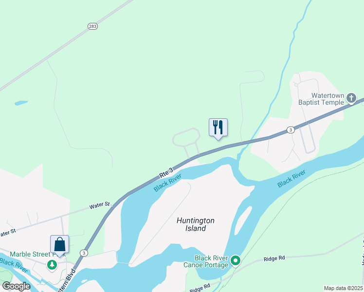 map of restaurants, bars, coffee shops, grocery stores, and more near 21455 Heather Acres Drive in Watertown