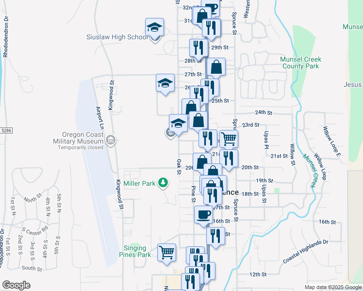map of restaurants, bars, coffee shops, grocery stores, and more near 1608 22nd Street in Florence