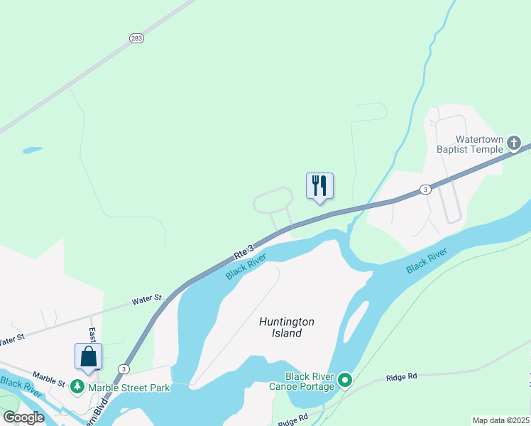 map of restaurants, bars, coffee shops, grocery stores, and more near 21577 Heather Acres Drive in Watertown