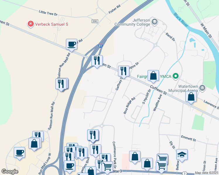 map of restaurants, bars, coffee shops, grocery stores, and more near 426 College Heights in Watertown