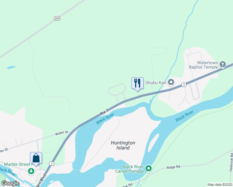 map of restaurants, bars, coffee shops, grocery stores, and more near 21825 Heather Acres Drive in Watertown