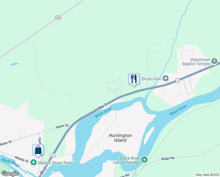 map of restaurants, bars, coffee shops, grocery stores, and more near 21577 Heather Acres Drive in Watertown