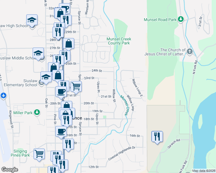 map of restaurants, bars, coffee shops, grocery stores, and more near 2356 North 22nd Court in Florence