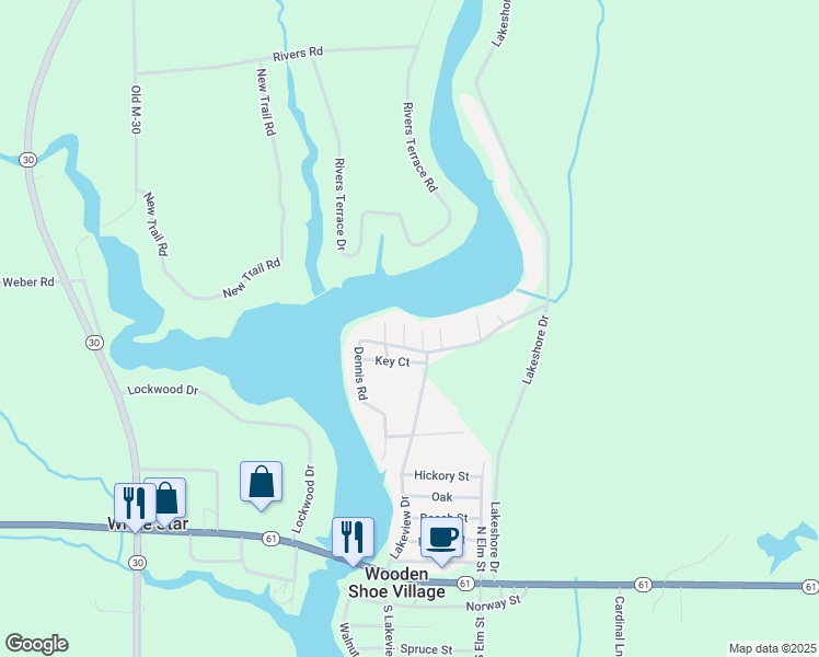 map of restaurants, bars, coffee shops, grocery stores, and more near 266 Edward Street in Gladwin