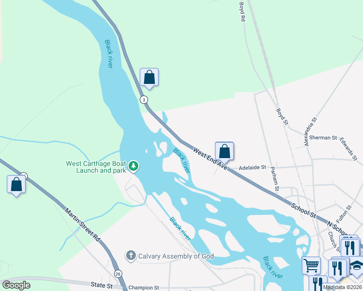 map of restaurants, bars, coffee shops, grocery stores, and more near 781 West End Avenue in Carthage