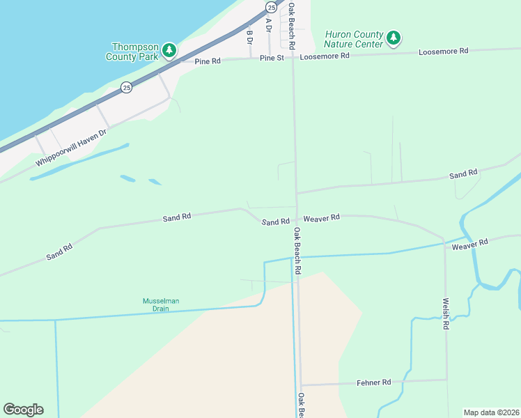 map of restaurants, bars, coffee shops, grocery stores, and more near 3381-3635 Sand Road in Port Austin