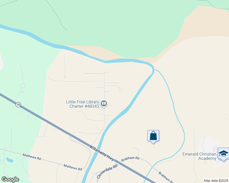 map of restaurants, bars, coffee shops, grocery stores, and more near 85551 Dilley Lane in Eugene