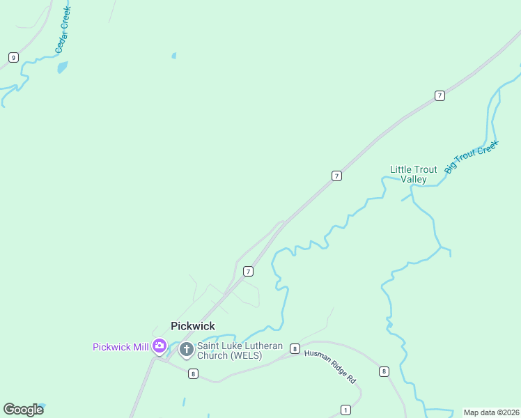 map of restaurants, bars, coffee shops, grocery stores, and more near 24413 Pickwick Loop Road in Winona