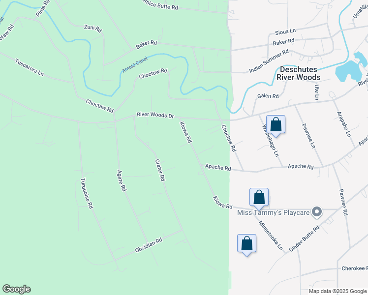 map of restaurants, bars, coffee shops, grocery stores, and more near 19135 Kiowa Road in Bend