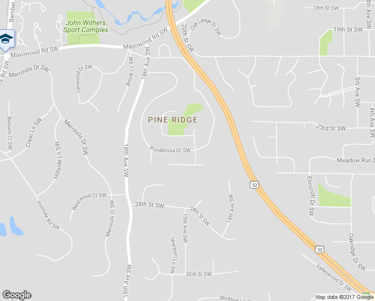 map of restaurants, bars, coffee shops, grocery stores, and more near 2380 Ponderosa Drive Southwest in Rochester