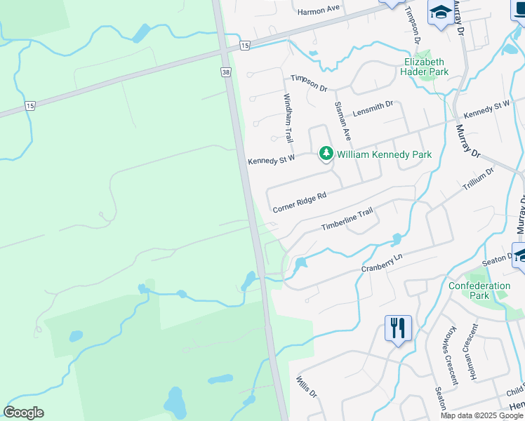 map of restaurants, bars, coffee shops, grocery stores, and more near 214 Corner Ridge Road in Aurora